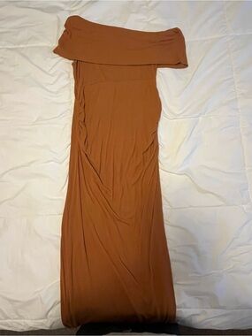 Motherhood Maternity Off-Shoulder Maxi Dress in Burnt Orange